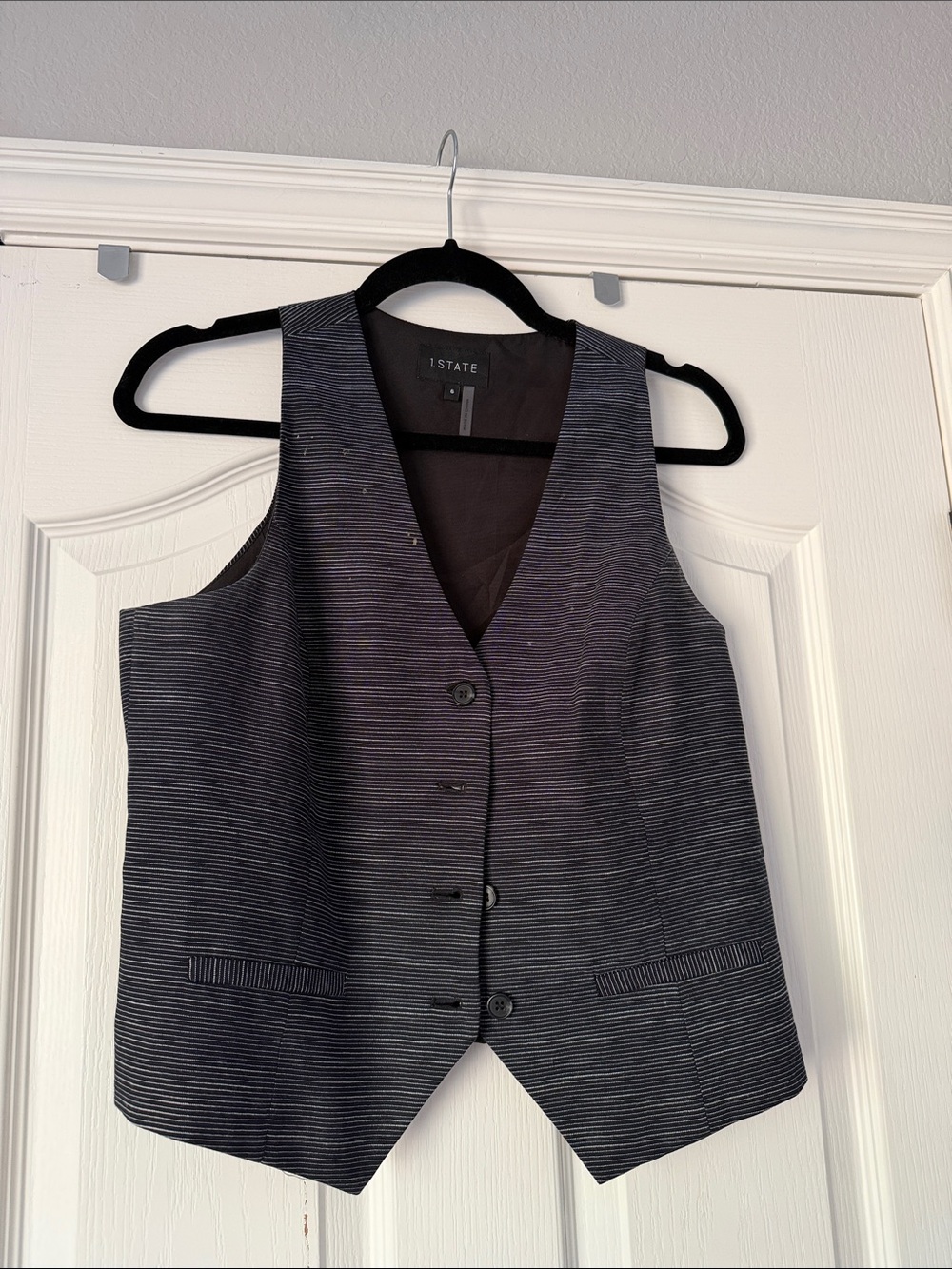 1. State Gray Navy Pinstripe Men's Dress Vest